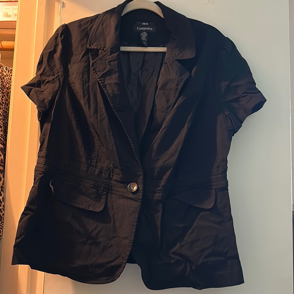 Black Jacket stretch just needs to be steamed to knock wrinkles out